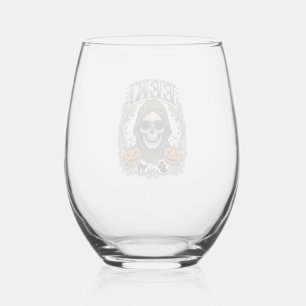 Halloween Skull Graphic Vintage Engraving Shirt Ar Stemless Wine Glass
