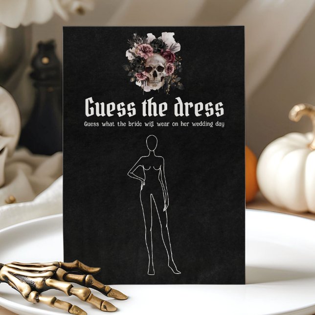 Halloween Skull Guess The Dress Bridal Shower Game Invitation (Halloween Skull Guess The Dress Bridal Shower Game )