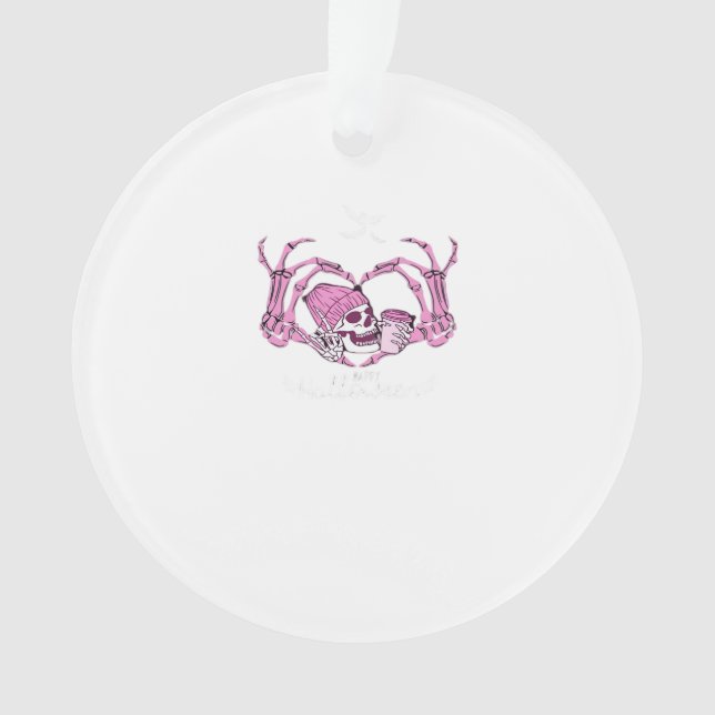 Halloween Skull Heart Hands Skeleton Beanie Design Ornament (Front)