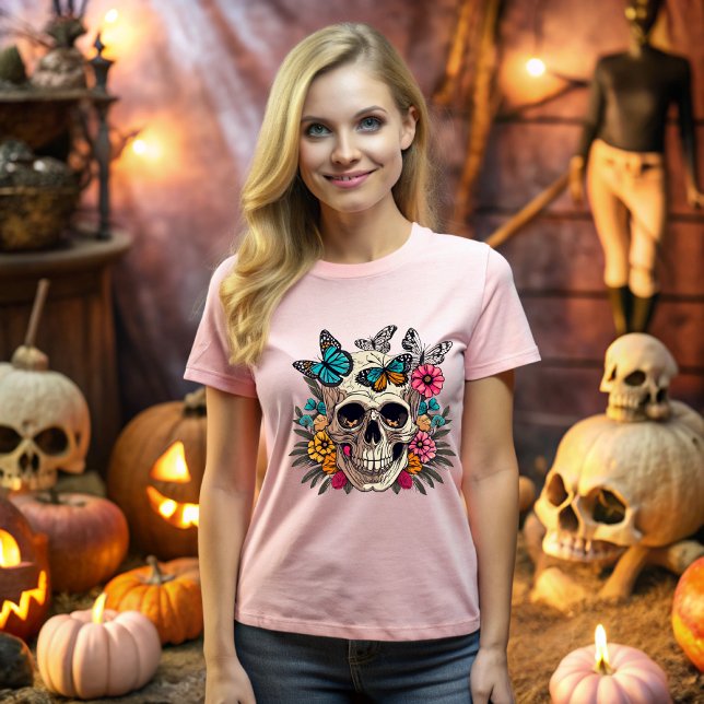 Halloween skull, life and death dance in harmony T-Shirt (Creator Uploaded)