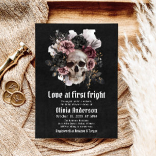 Halloween Skull Love At First Fright Bridal Shower Invitation
