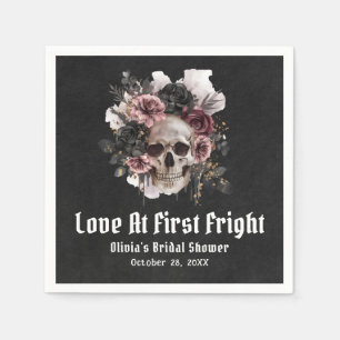 Halloween Skull Love At First Fright Bridal Shower Napkin