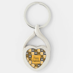 Halloween skull mosaic key ring
