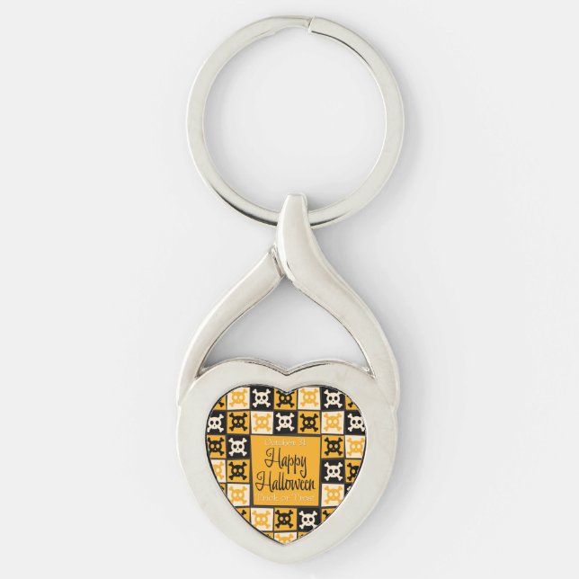 Halloween skull mosaic key ring (Front)