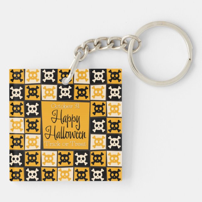 Halloween skull mosaic key ring (Back)