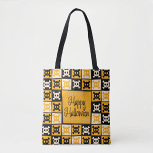 Halloween skull mosaic tote bag