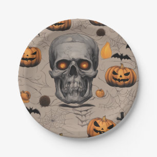 Halloween skull paper plate