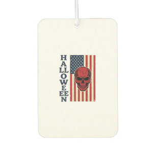 Halloween Skull Patriotic Vintage Scary Flag_1 Car Air Freshener