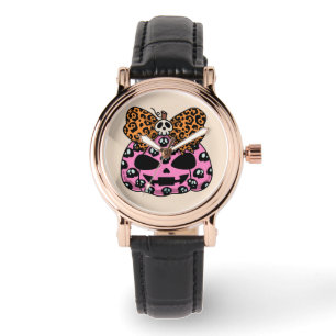 Halloween, Skull Pattern Face Pumpkin Watch