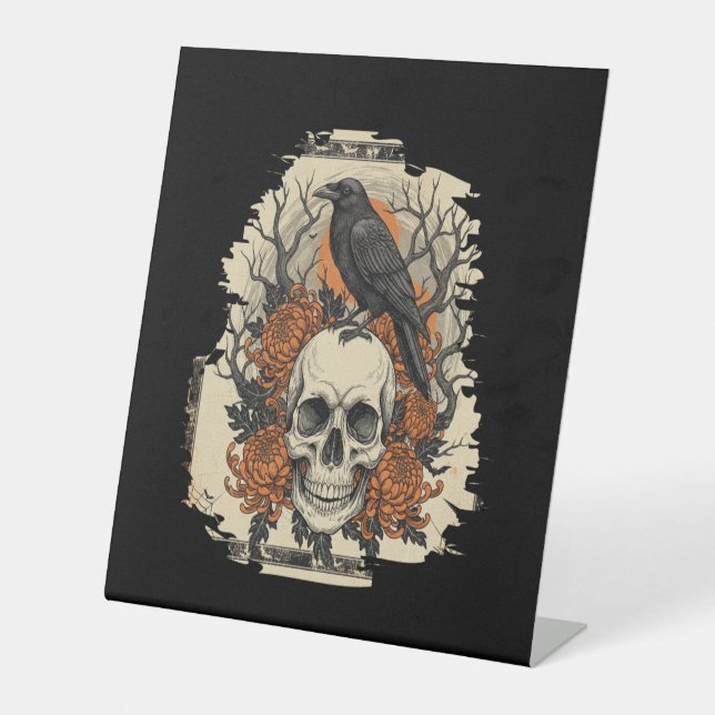 Halloween Skull Pedestal Sign (Front)