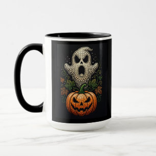 Halloween Skull Pumpkin Gothic Dot Art Mug