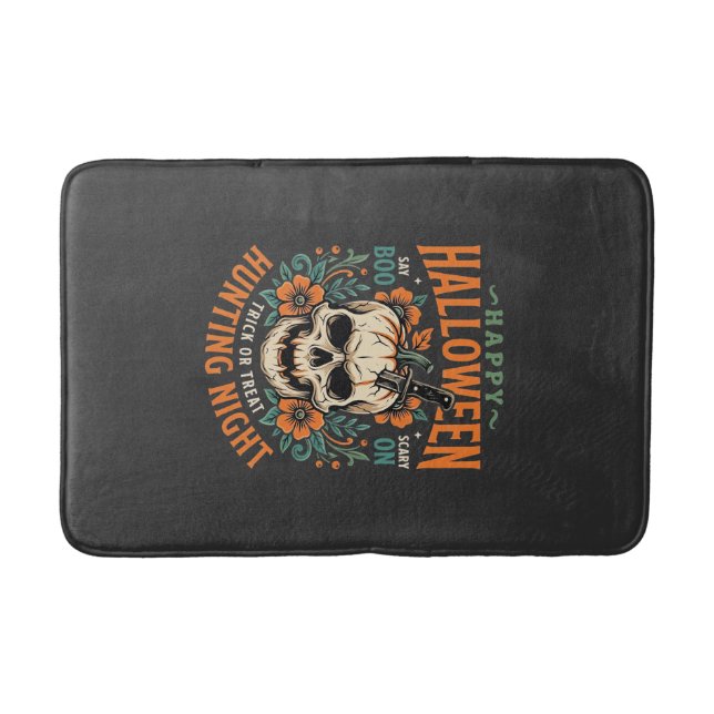 Halloween Skull Pumpkin Hunting Night Design_1 Bath Mat (Front)