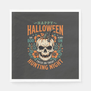 Halloween Skull Pumpkin Hunting Night Design_1 Napkin