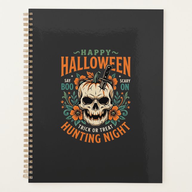Halloween Skull Pumpkin Hunting Night Design_1 Planner (Front)