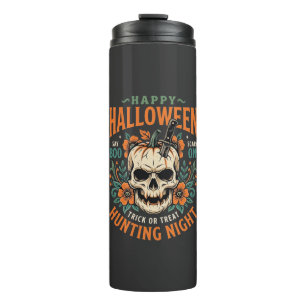 Halloween Skull Pumpkin Hunting Night Design_1 Thermal Tumbler