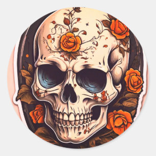 Halloween skull pumpkin sticker