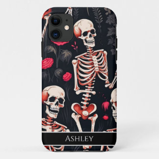 Halloween Skull Red Roses Personalised Case-Mate iPhone Case
