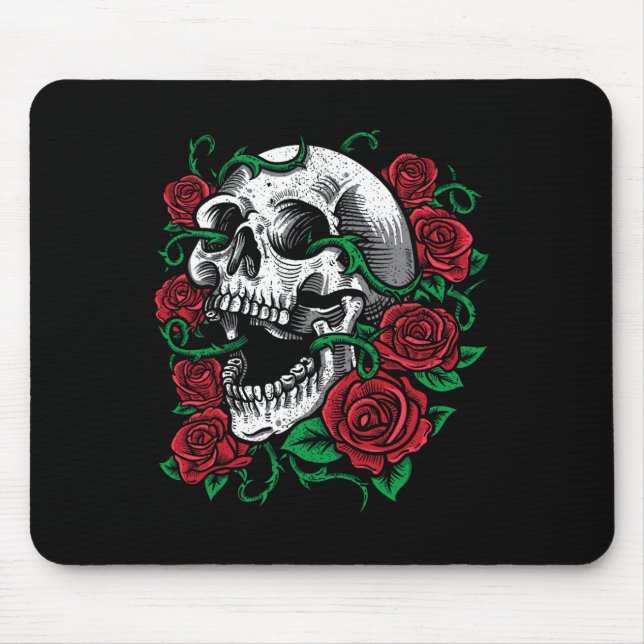 Halloween Skull Rose Skeleton Gift Idea  Mouse Pad (Front)