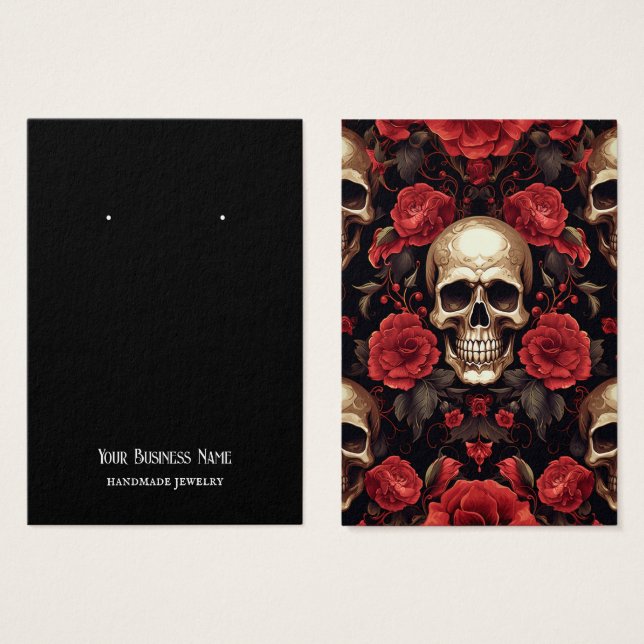 Halloween Skull Roses Earring Display Card (Front & Back)