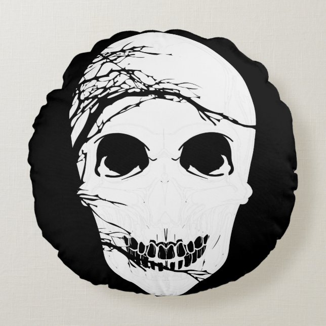 Halloween Skull Round Cushion (Front)
