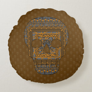 Halloween Skull Round Pillow