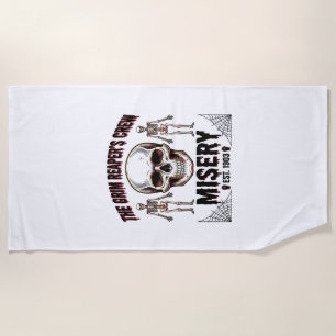 Halloween Skull Scary Creepy Vintage Story_1 Beach Towel