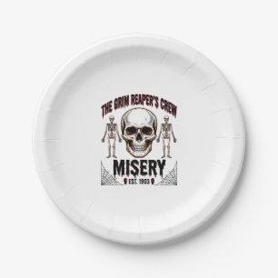 Halloween Skull Scary Creepy Vintage Story_1 Paper Plate