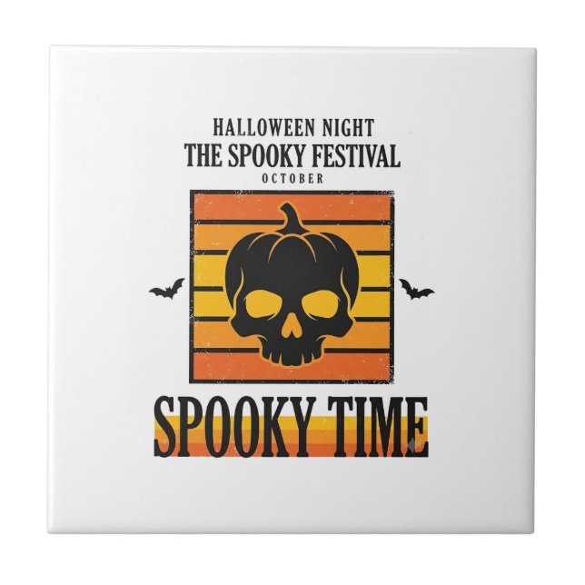Halloween Skull Scary Funny Vintage Quote_1 Tile (Front)