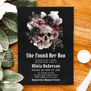 Halloween Skull She Found Her Boo Bridal Shower Invitation