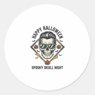Halloween Skull Shirt Vintage Engraving Graphic_1 Classic Round Sticker