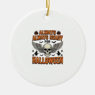 Halloween Skull Shirt Vintage Engraving Spooky Quo Ceramic Tree Decoration