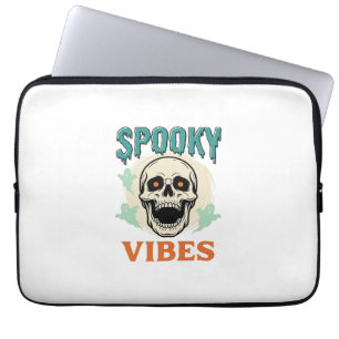 Halloween Skull Spooky Vibes Vintage Horror_1 Laptop Sleeve