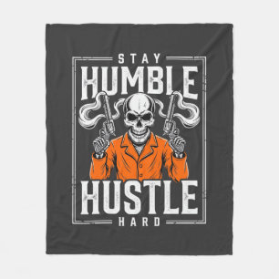 Halloween Skull Stay Humble Hustle Hard Fleece Blanket