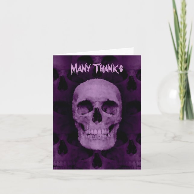 Halloween skull thanks thank you card (Front)