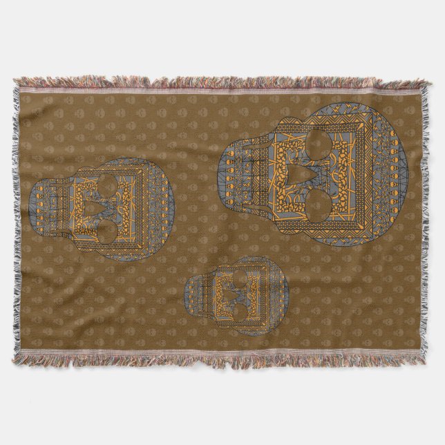 Halloween Skull Throw Blanket (Front)