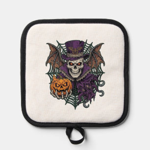 Halloween Skull Top Hat Bat Wings Pumpkin Spider W Pot Holder