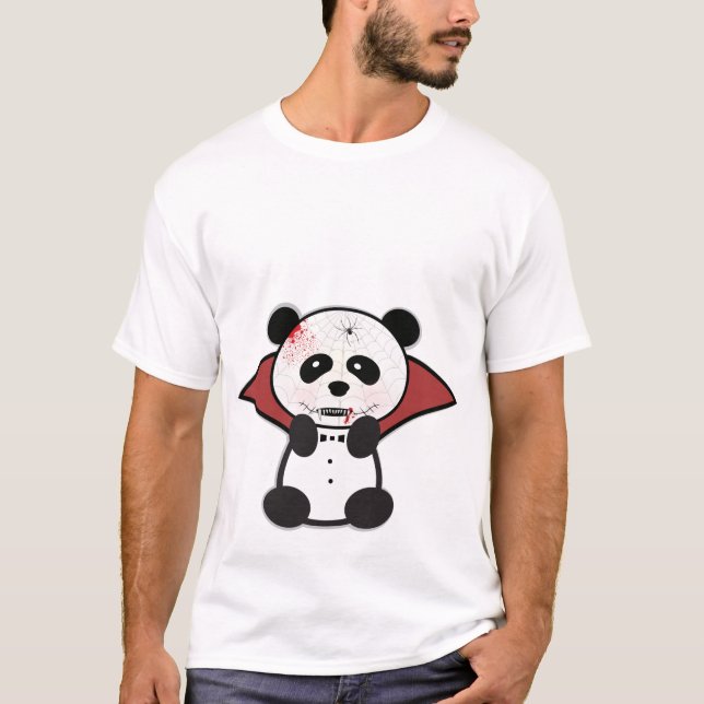 Halloween Skull Vampire Panda Tshirt (Front)
