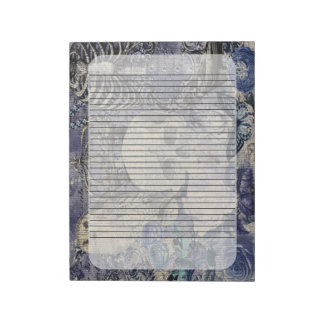 Halloween Skull with crown and owl Notepad