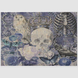 Halloween Skull with crown and owl  Tissue Paper