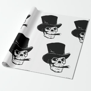 HALLOWEEN SKULL WITH HAT WRAPPING PAPER