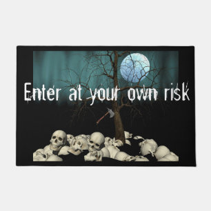 Halloween Skulls and Axe Doormat