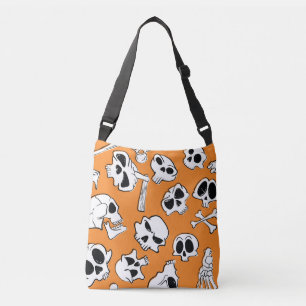 Halloween Skulls Bones Doodle Pattern Crossbody Bag