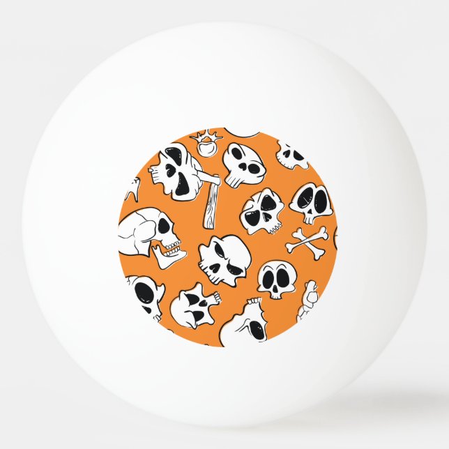 Halloween Skulls Bones Doodle Pattern Ping Pong Ball (Front)
