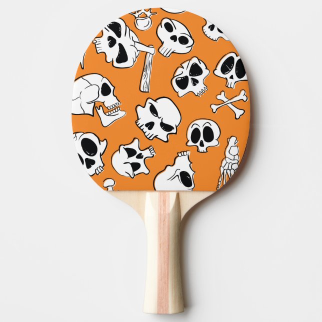 Halloween Skulls Bones Doodle Pattern Ping Pong Paddle (Front)
