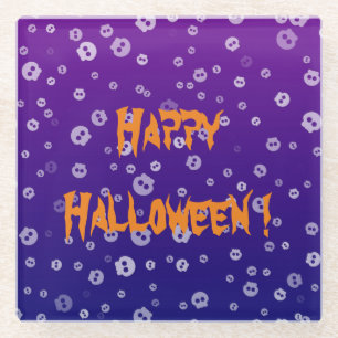 Halloween Skulls Glass Coaster