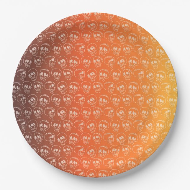 Halloween Skulls Paper Plate (Front)