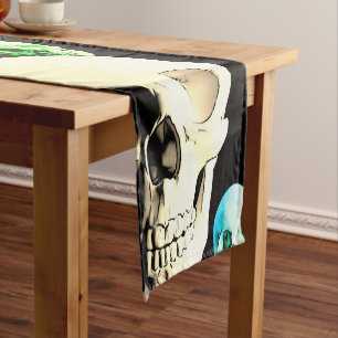 Halloween Skulls Pattern Short Table Runner
