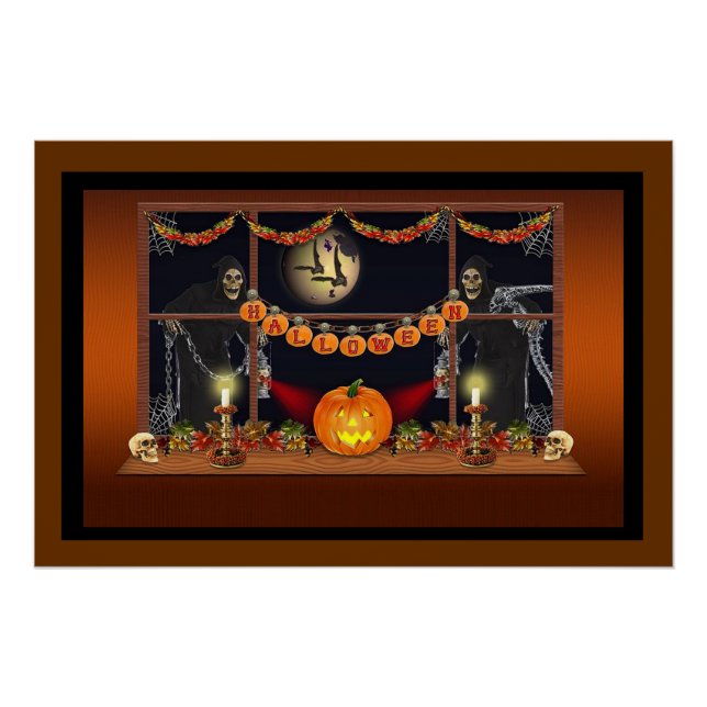 Halloween Skulls, Pumpkins and Chains Poster (Front)