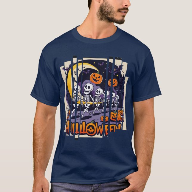 Halloween Skulls & Pumpkins: Perfect Halloween Gif T-Shirt (Front)