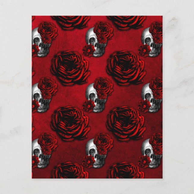 Halloween Skulls & Roses Scrapbook Paper (Front)